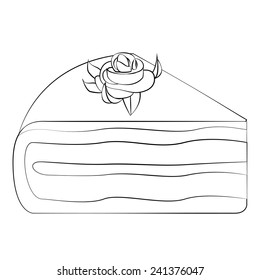 Black outline vector Cake on white background.