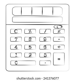 Black outline vector Calculator on white background.