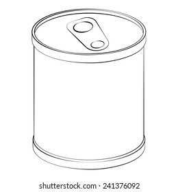 Black outline vector Can on white background.