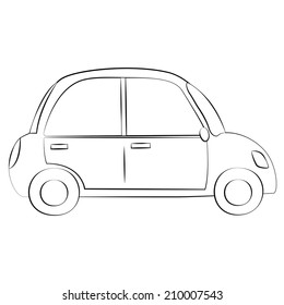 black outline vector car on white background.