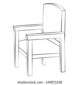 Black outline vector chair on white background.