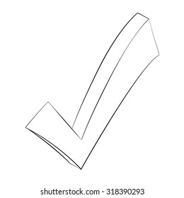 Black outline vector check mark on white background.