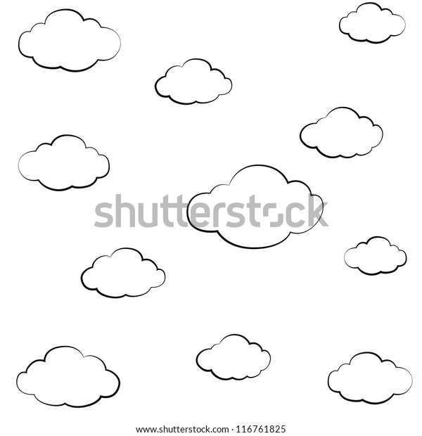 Black Outline Vector Cloud On White Stock Vector (Royalty Free) 116761825