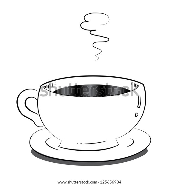 Download Black Outline Vector Coffee Cup On Stock Vector (Royalty Free) 125656904