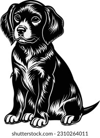 black outline vector Dog isolated on a white background