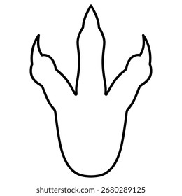 Dibujo de Vector de contorno negro de forma de huella de dinosaurio. Imagen Clipart aislada en el fondo.
