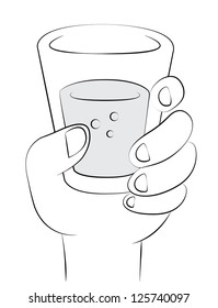 Black outline vector drinking water on white background.