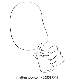 Black outline vector Drinking water on white background.