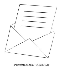 Black outline vector envelopes on white background.