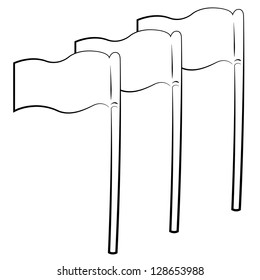 Black outline vector flag hole on white background.