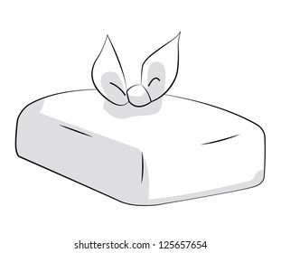 Black outline vector gift box wrapped on white background.