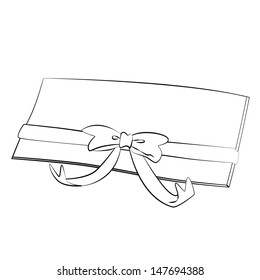 Black outline vector gift voucher on white background.