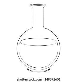 Black outline vector glass experiment on white background.