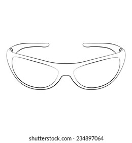 Black outline vector glasses on white background.