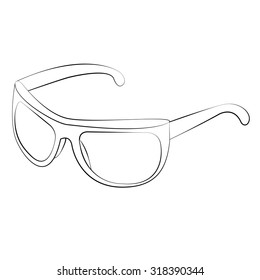 Black outline vector glasses on white background.