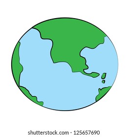 Black outline vector globe on white background.