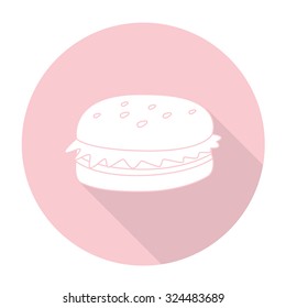 Black outline vector hamburger on white background.