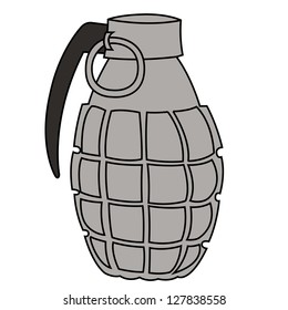 Black outline vector hand grenade on white background.