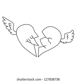 Black outline vector heart on white background.