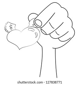 Black outline vector heart on white background.