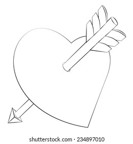 Black outline vector heart on white background.