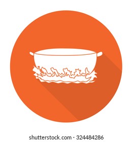 Black outline vector heat a frying pan on white background.