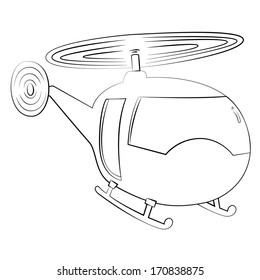 black outline vector helicopterl on white background.