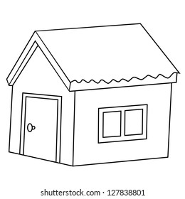 Black outline vector house on white background.