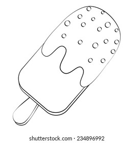 Black outline vector ice cream on white background.