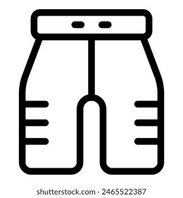 Black outline vector icon of a pair of casual pants on a white background