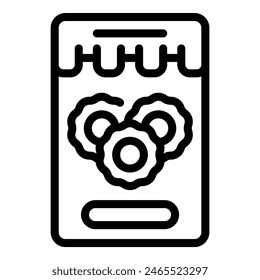 Black outline vector icon representing a mobile calendar with a reminder alarm
