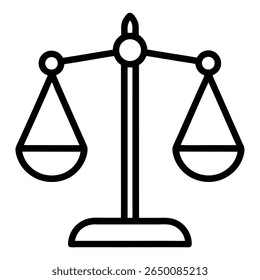 Ícone de vetor de contorno preto de escala em fundo branco.
