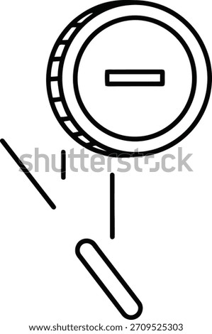 Black outline vector icon showing money subtraction or expense. Isolated on white background, ideal for financial designs.