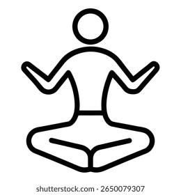 Black outline vector icon of yoga pose on white background.
