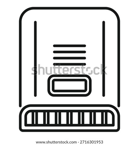 Black outline vector illustration of a classic floppy disk, symbolizing data storage