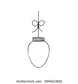 Una ilustración vectorial de un ornamento de Navidad de huevo de Pascua aislado en un fondo blanco para el libro de colorantes para niños.