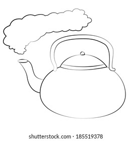 Black outline vector kettle on white background.