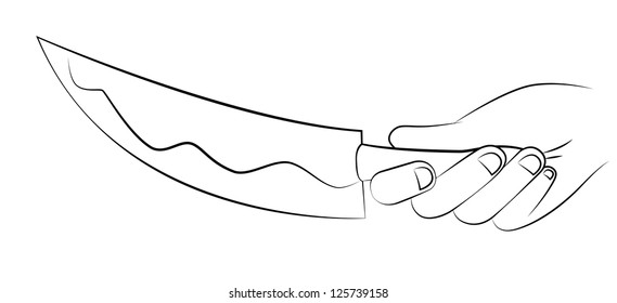 Black outline vector knife on white background.