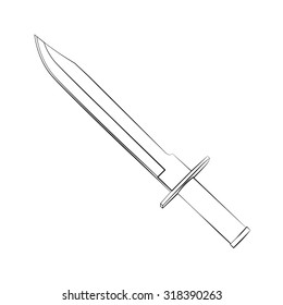 Black outline vector knife on white background.