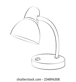 Black outline vector lamp on white background.