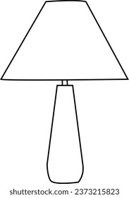 Black outline vector lamp on white background.