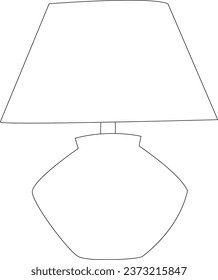 Black outline vector lamp on white background.