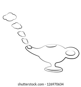 Black outline vector lantern on white background.