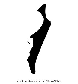 Black outline vector map of Fraser Island, Australia. Isolated on white background.