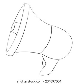 Black outline vector megaphone on white background.