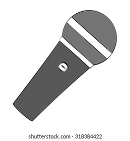 Black outline vector microphone on white background.