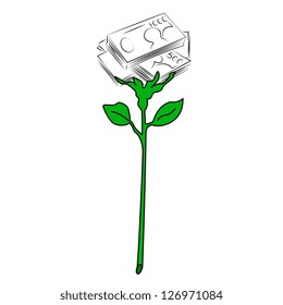 Black outline vector money on white background.