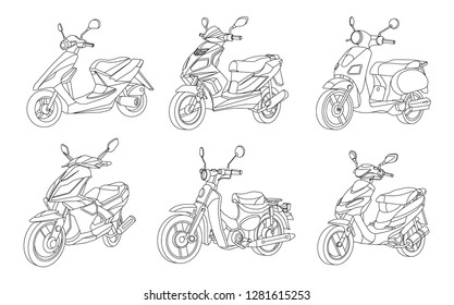 Black outline vector motorike illustration, Moto icon