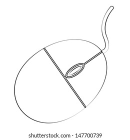 Black outline vector mouse on white background.