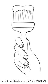 Black outline vector paint brush on white background.